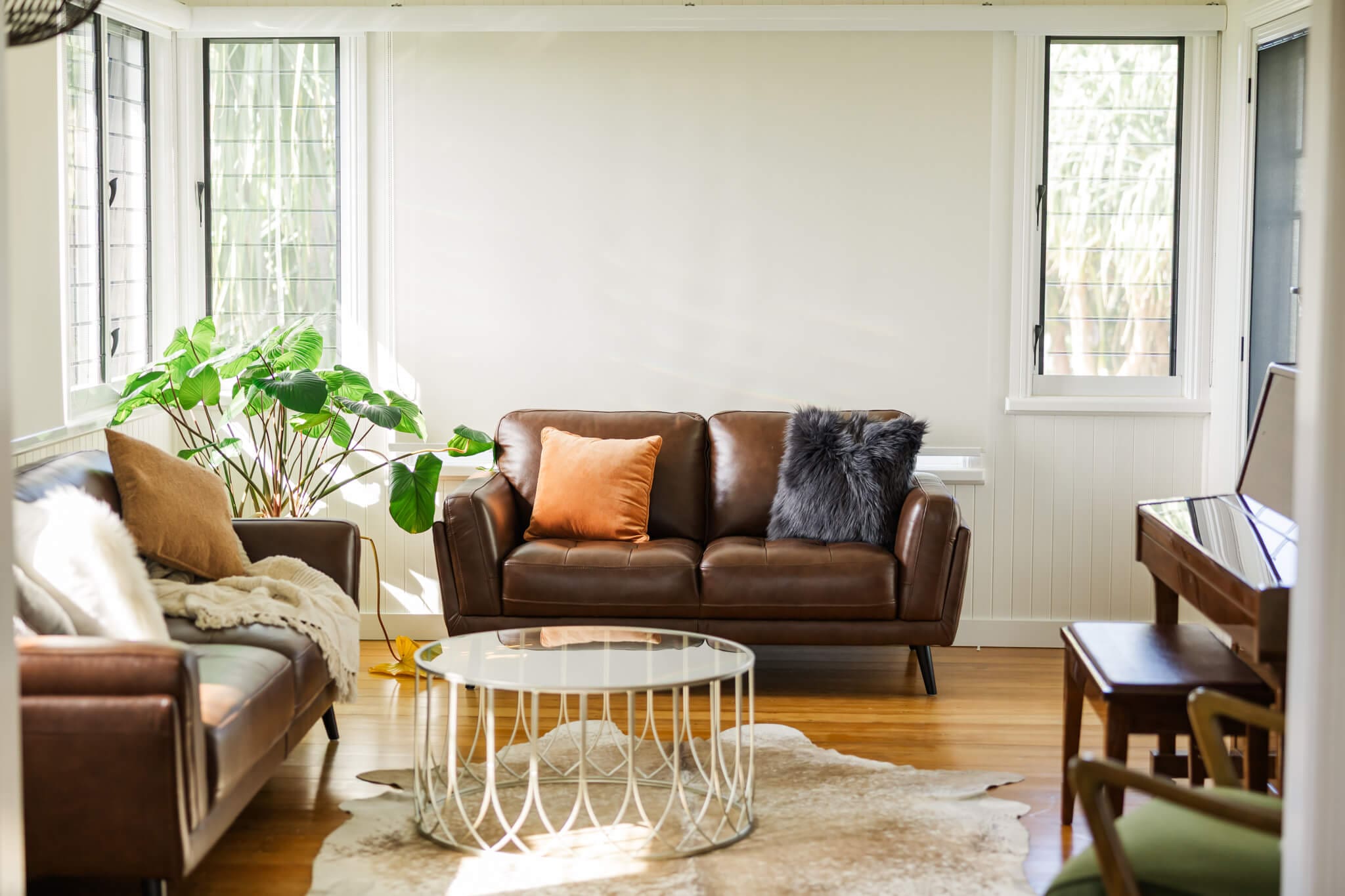 Stylish living area in luxury accommodation near Yeppoon.