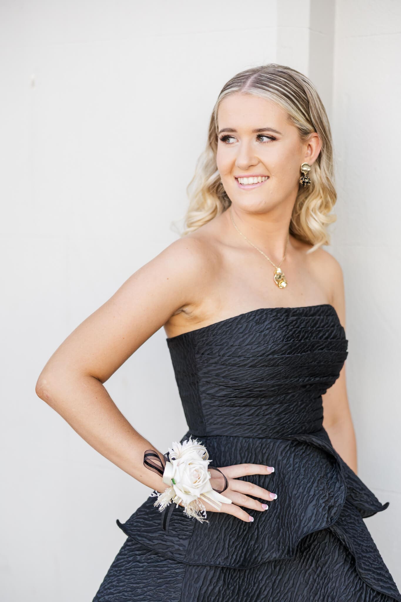High school senior portrait of girl in formal dress Rockhampton.