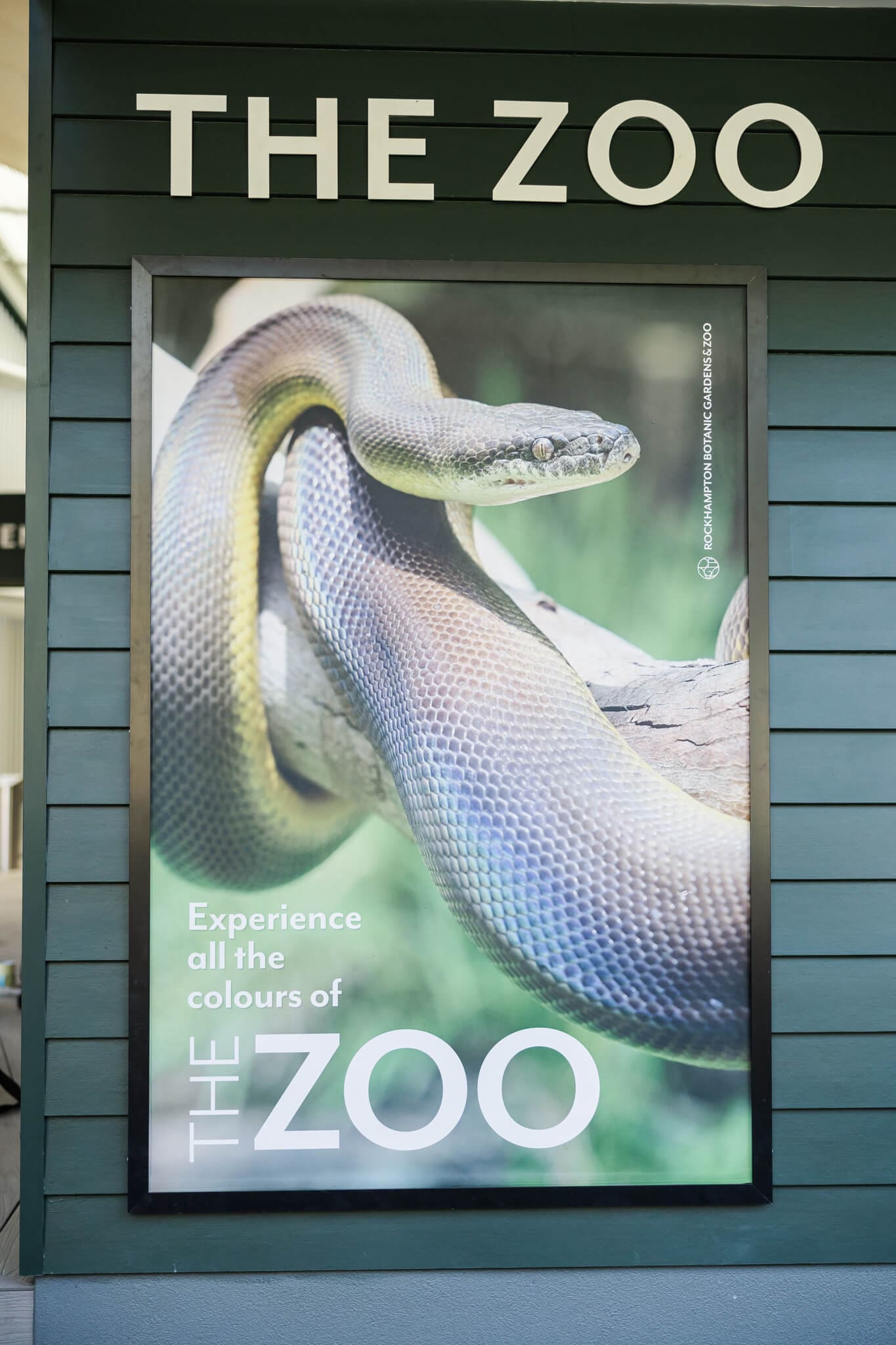 Rockhampton Zoo snake welcome sign.