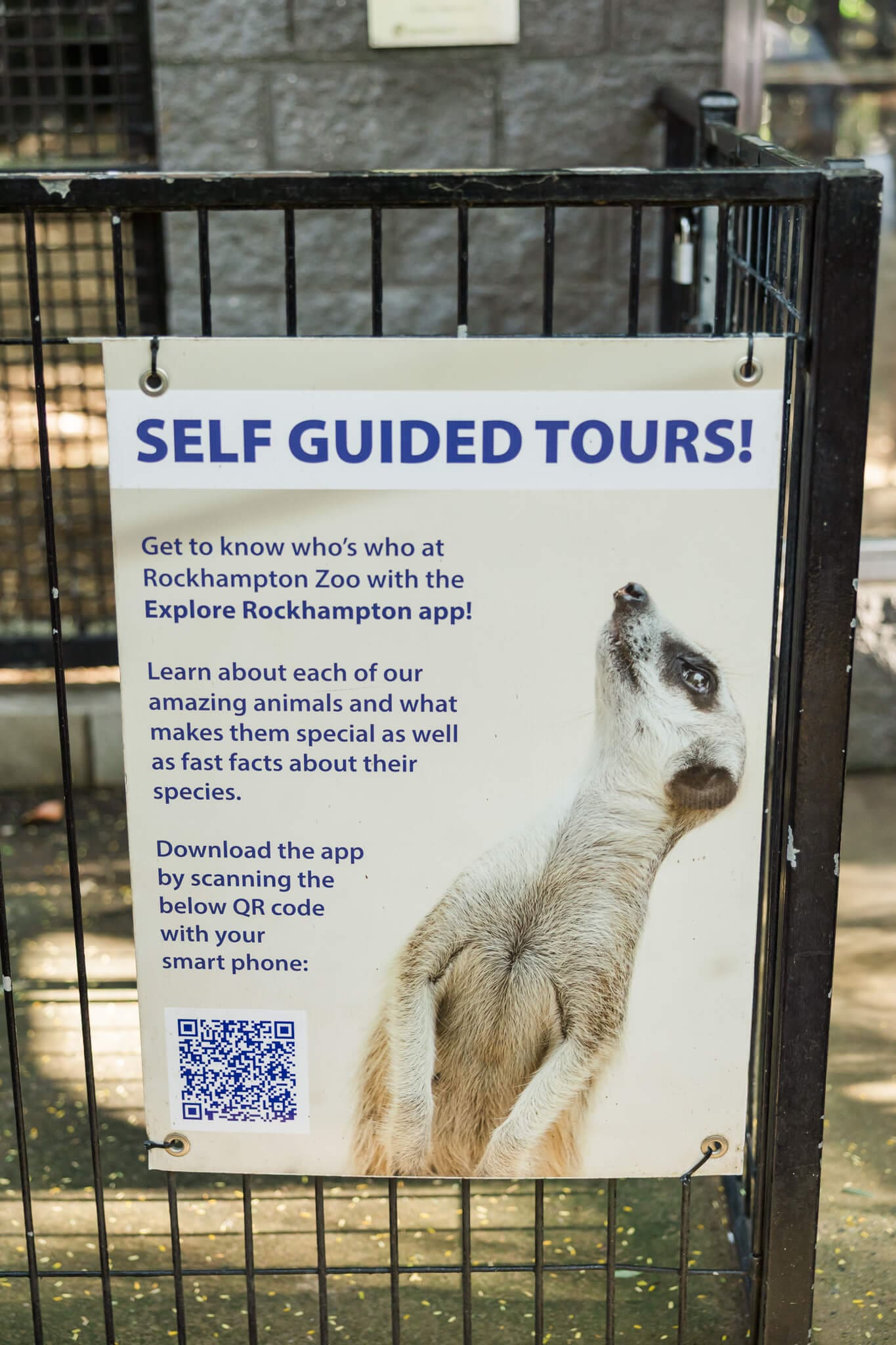 Self guided tours sign at the Rockhampton Zoo.