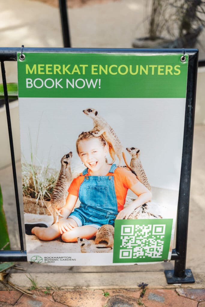 Rockhampton Zoo book encounters sign