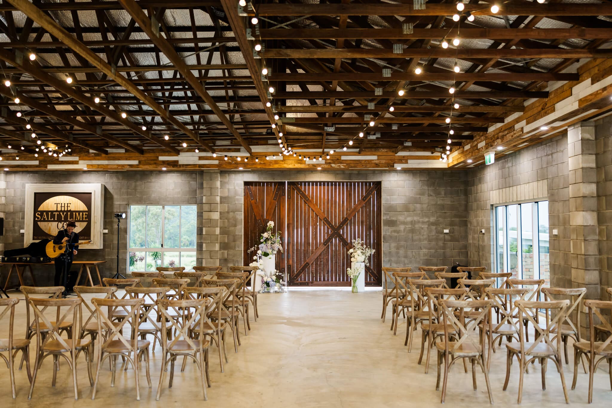 The barn area at the salty lime co used for wedding ceremonies and receptions.