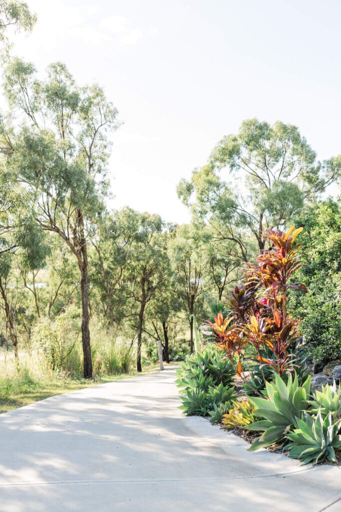 Gorgeous pathway leading to a wedding ceremony site.