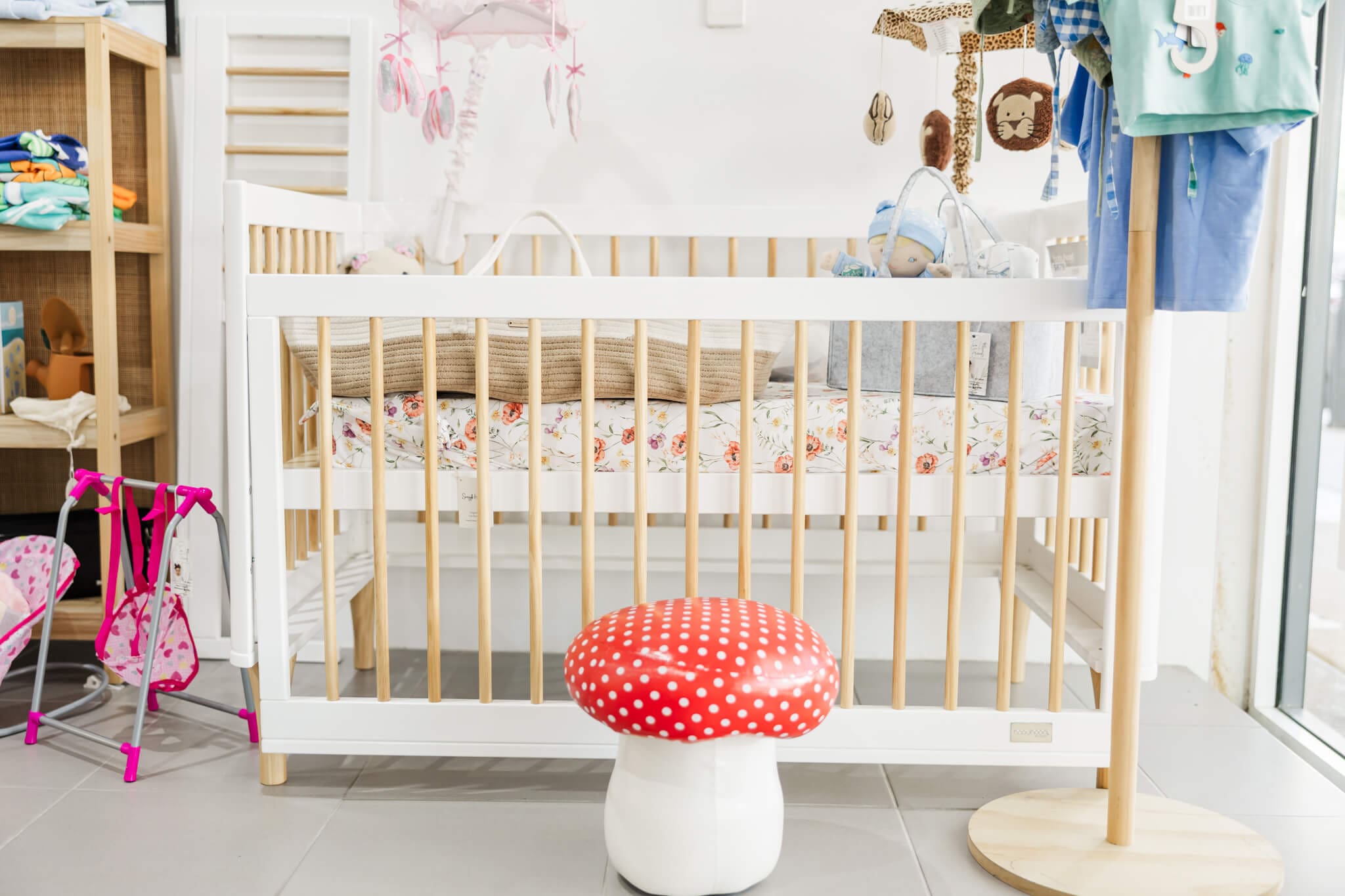 Photo of a baby crib in a baby shop in Rockhampton, Queensland