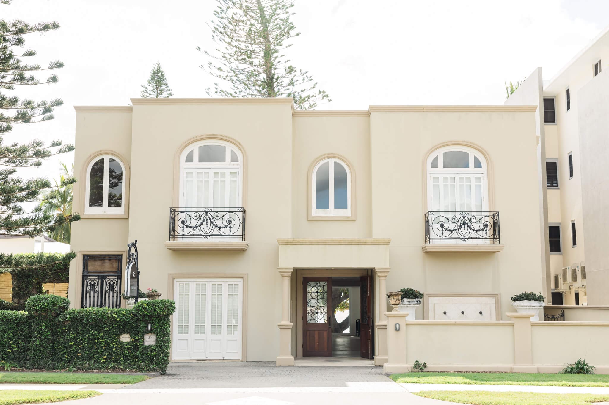 Outside the Riviera Yeppoon, feature beautiful and elegant architecture. Located at Cooee Bay, Queensland, Australia