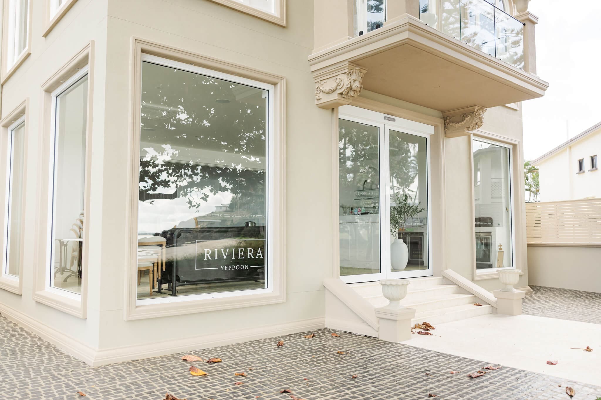 Outside the Riviera Yeppoon, feature beautiful and elegant architecture. Located at Cooee Bay, Queensland, Australia