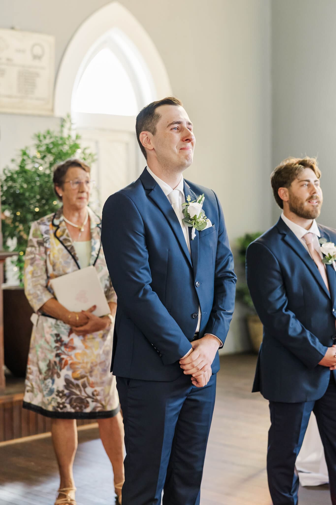 Groom and his groomsmen await the arrival of his bride at the Church Events Venue in Rockhampton.