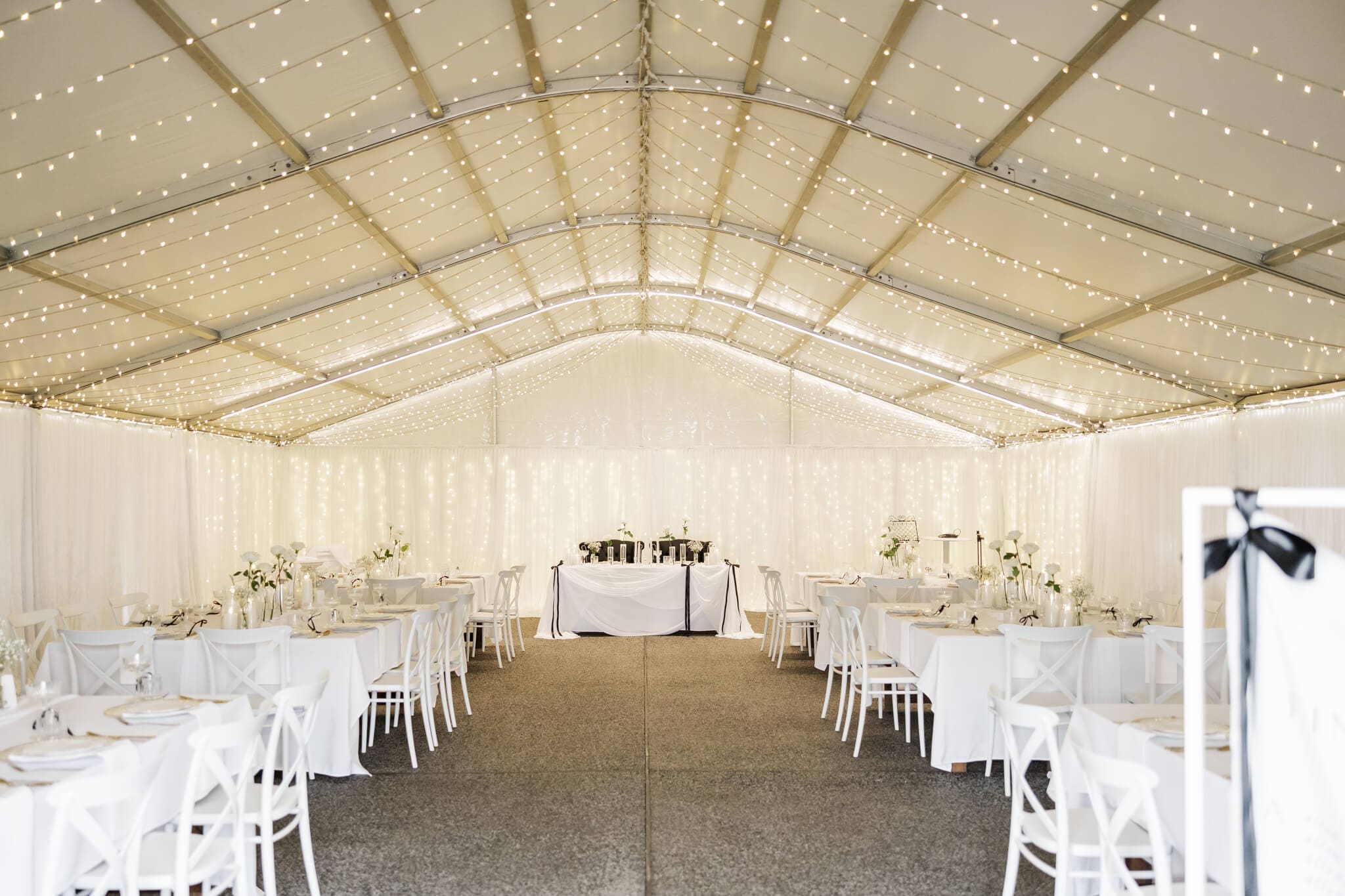 Pavilion at The Lookout Woodbury at Yeppoon Queensland. Gorgeous white and black wedding details, styled by the team.