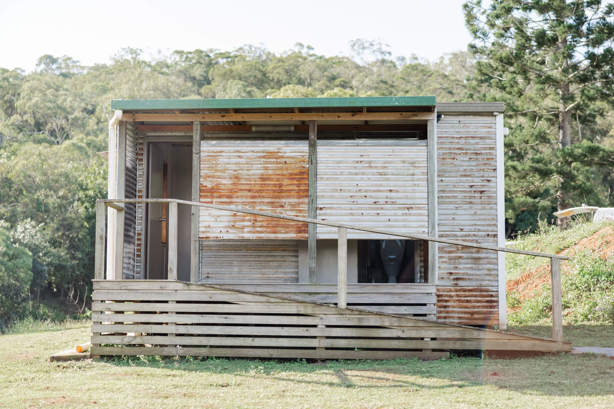 The rustic restroom building at a wedding venue, situated near Yeppoon. 