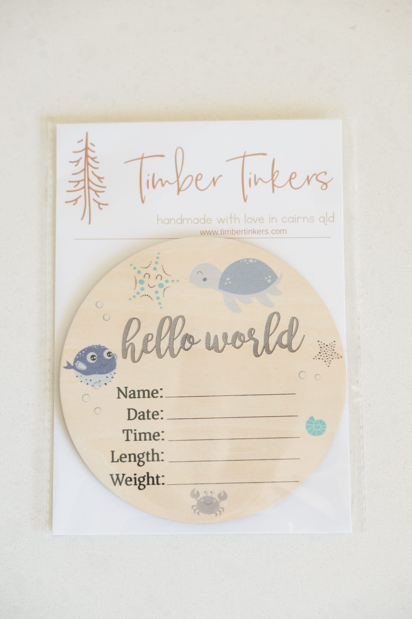 Gorgeous wooden Birth Announcement Sign for baby announcements, sold by Two Little Finches.