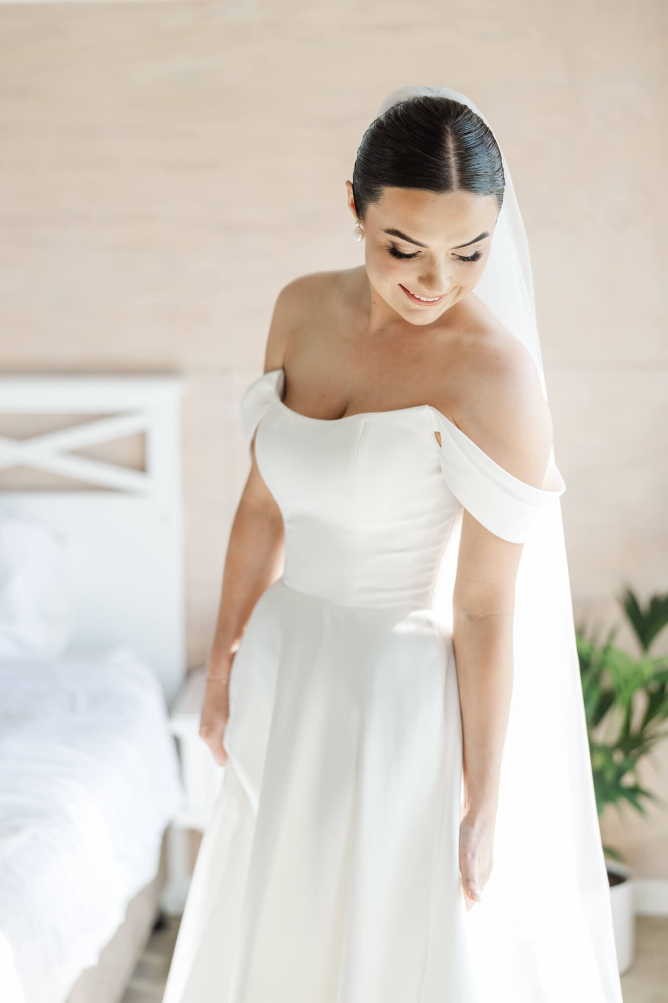 Gorgeous bridal portrait of a bride getting ready. Captured by Julie-Anne Photography.
