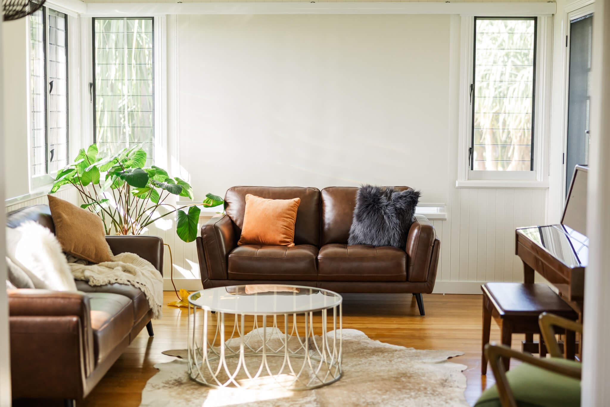 Inside a gorgeously styled lounge room in a home at an event venue.