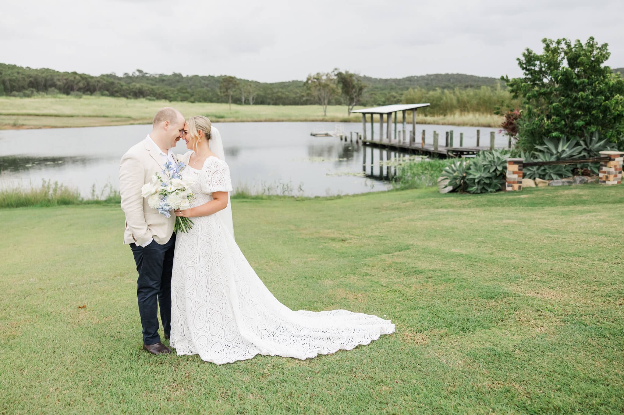 Bride and groom share a moment together at Salty Lime Co, a Yeppoon Wedding Venue.