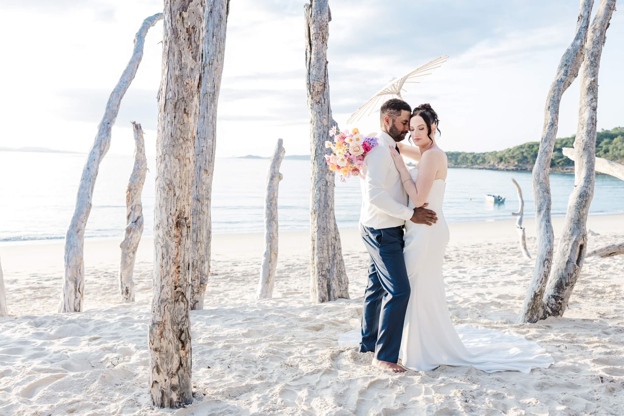Bride and Groom portrait on Great Keppel Island, a wedding venue at Yeppoon.
