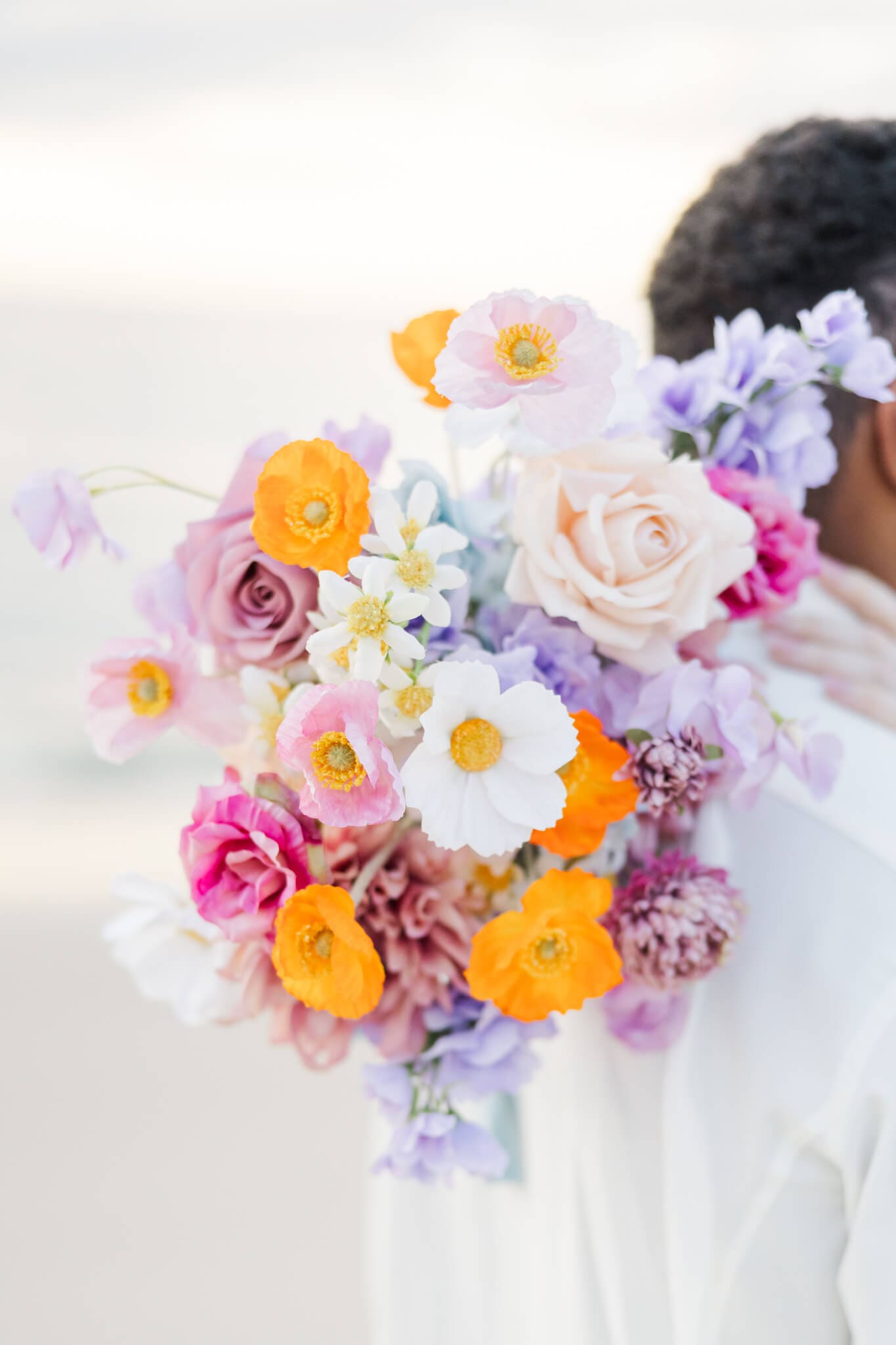 Detail shot of brides bouquet.