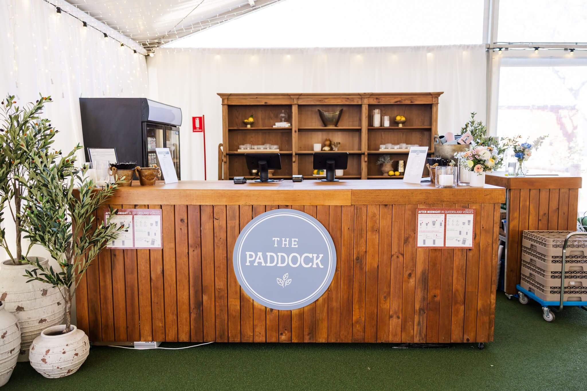 Inside the reception marquee at The Paddock, a wedding venue, located at Yeppoon, Queensland.
