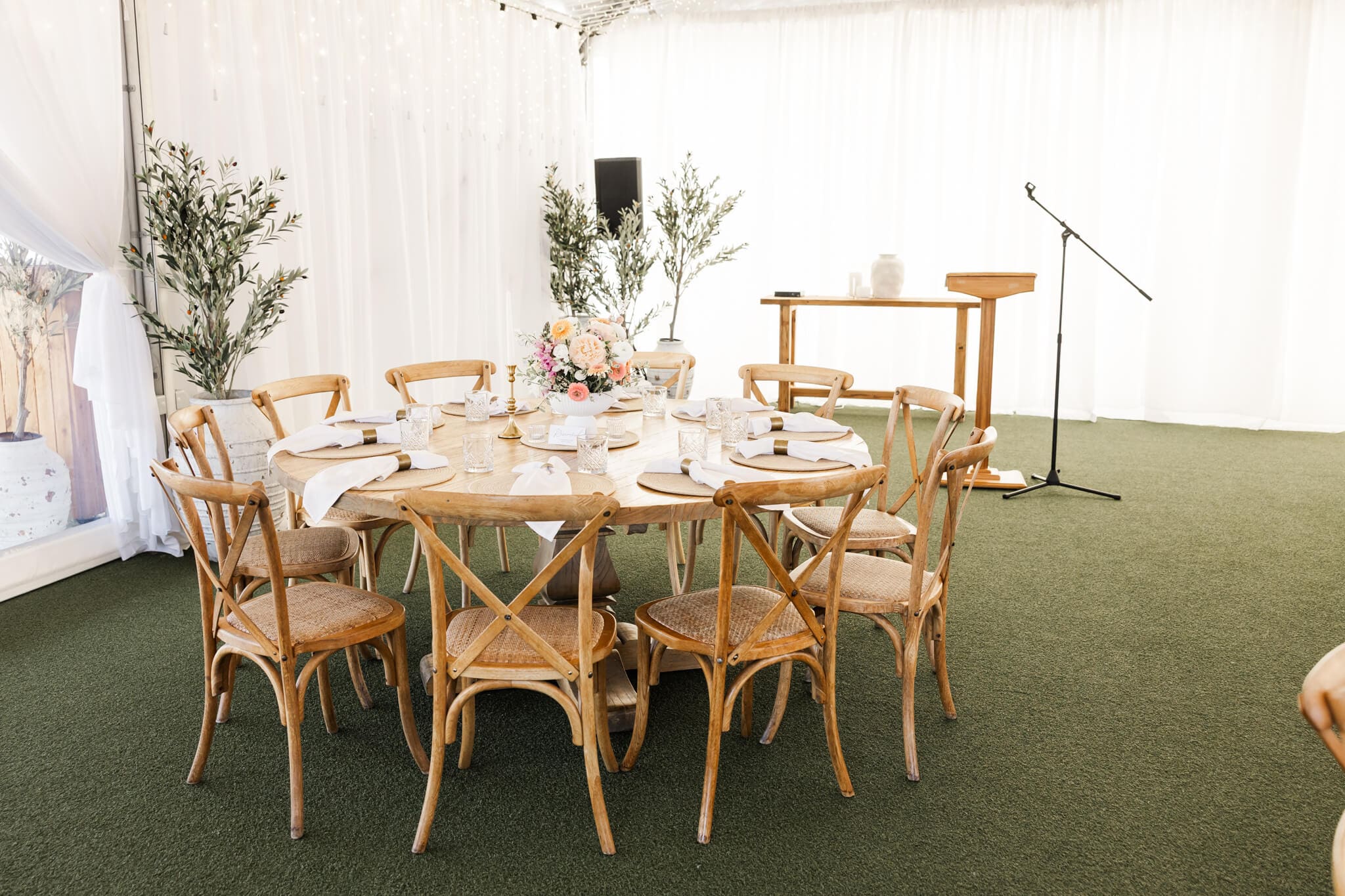 Beautiful table settings at The Paddock Yeppoon, a wedding venue that is luxurious and stunning.