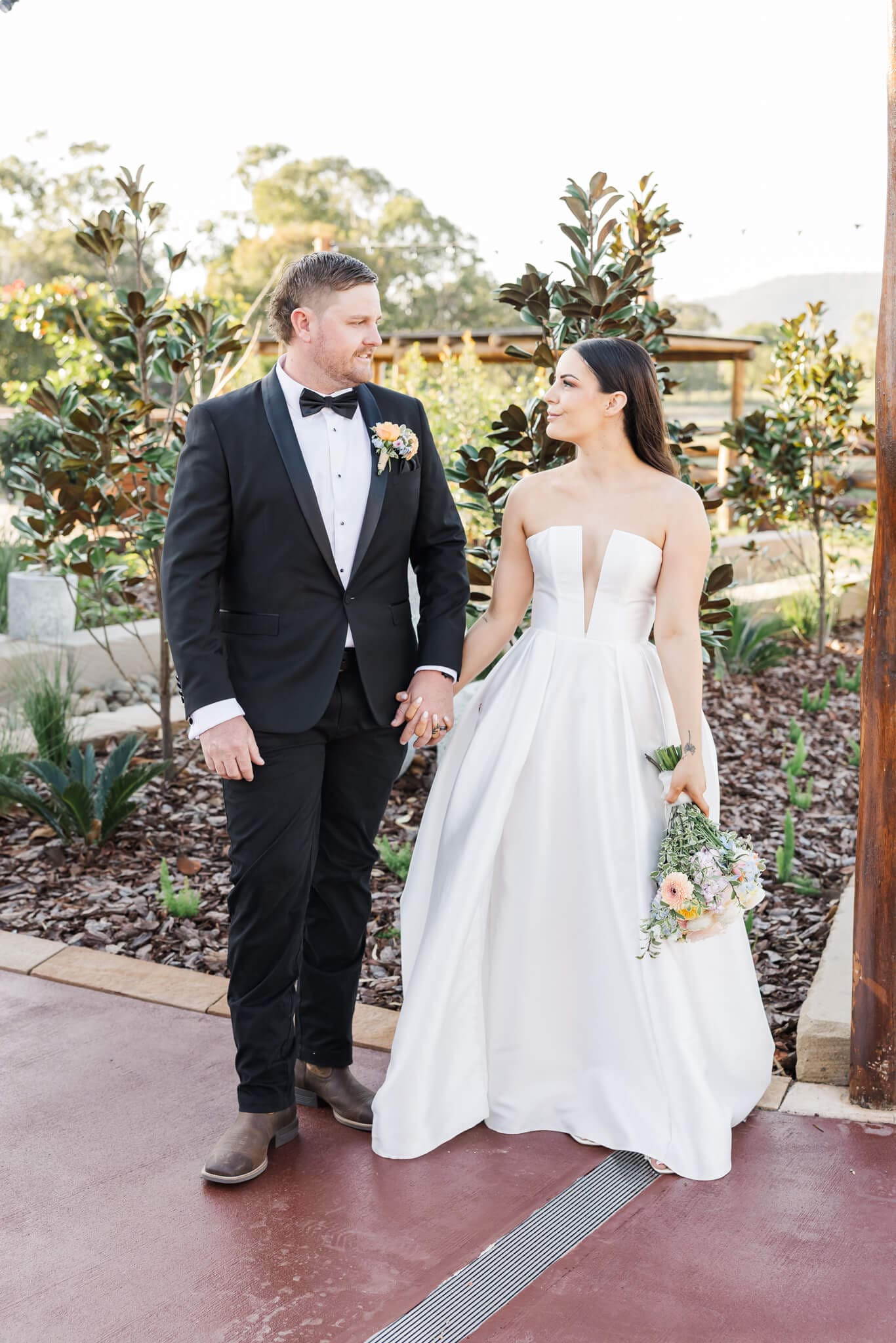 Wedding portrait of the bride and groom at the beautiful venue The Paddock Yeppoon.