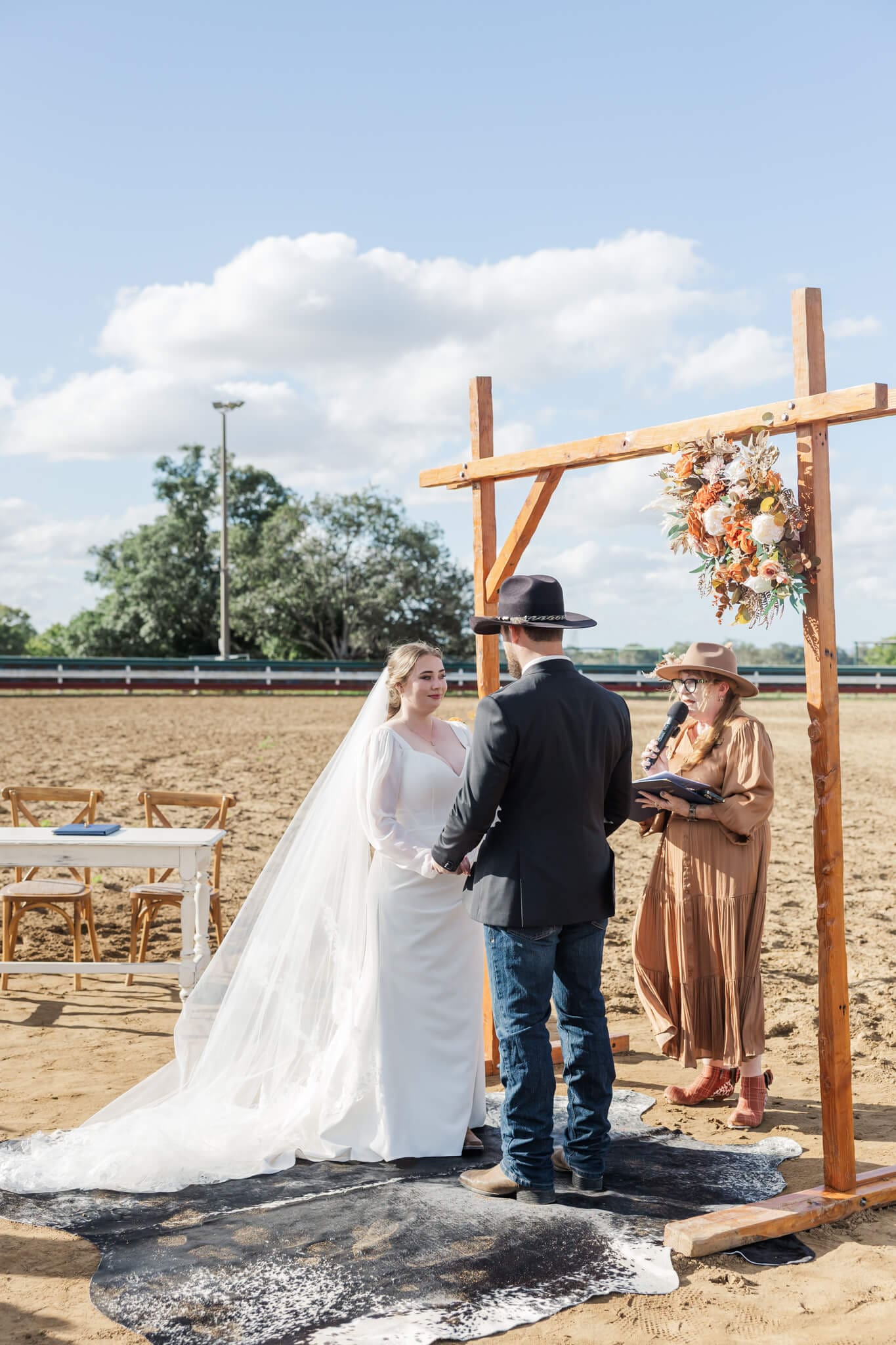Bride and Groom get married in the arena space at Paradise Lagoons Rockhampton.