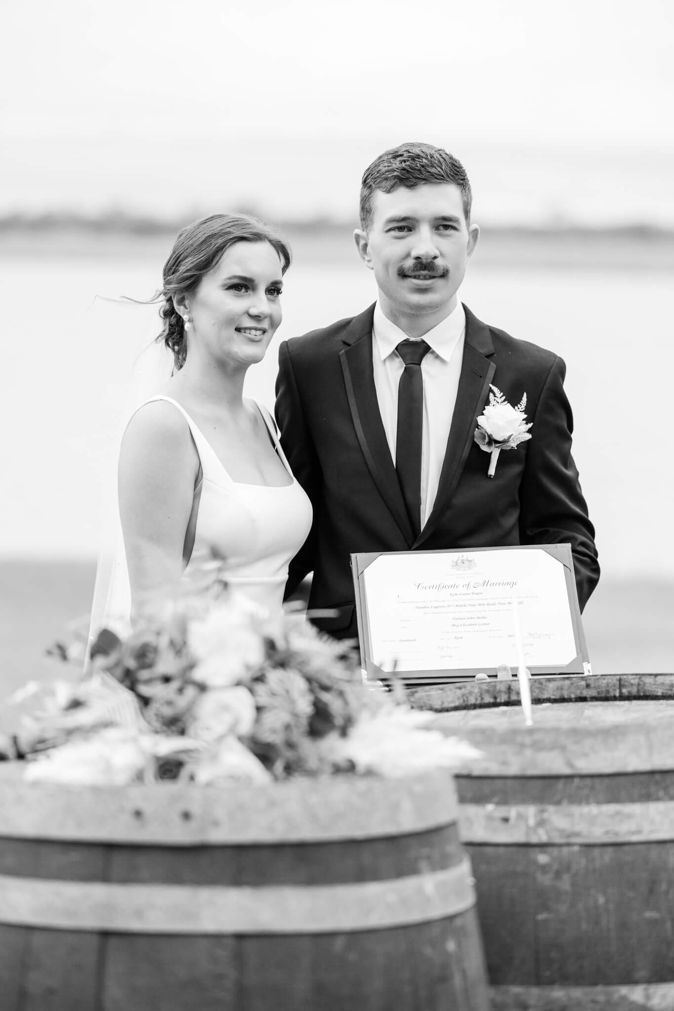 Bride and groom portrait at Paradise Lagoons Rockhampton following their signing ceremony.