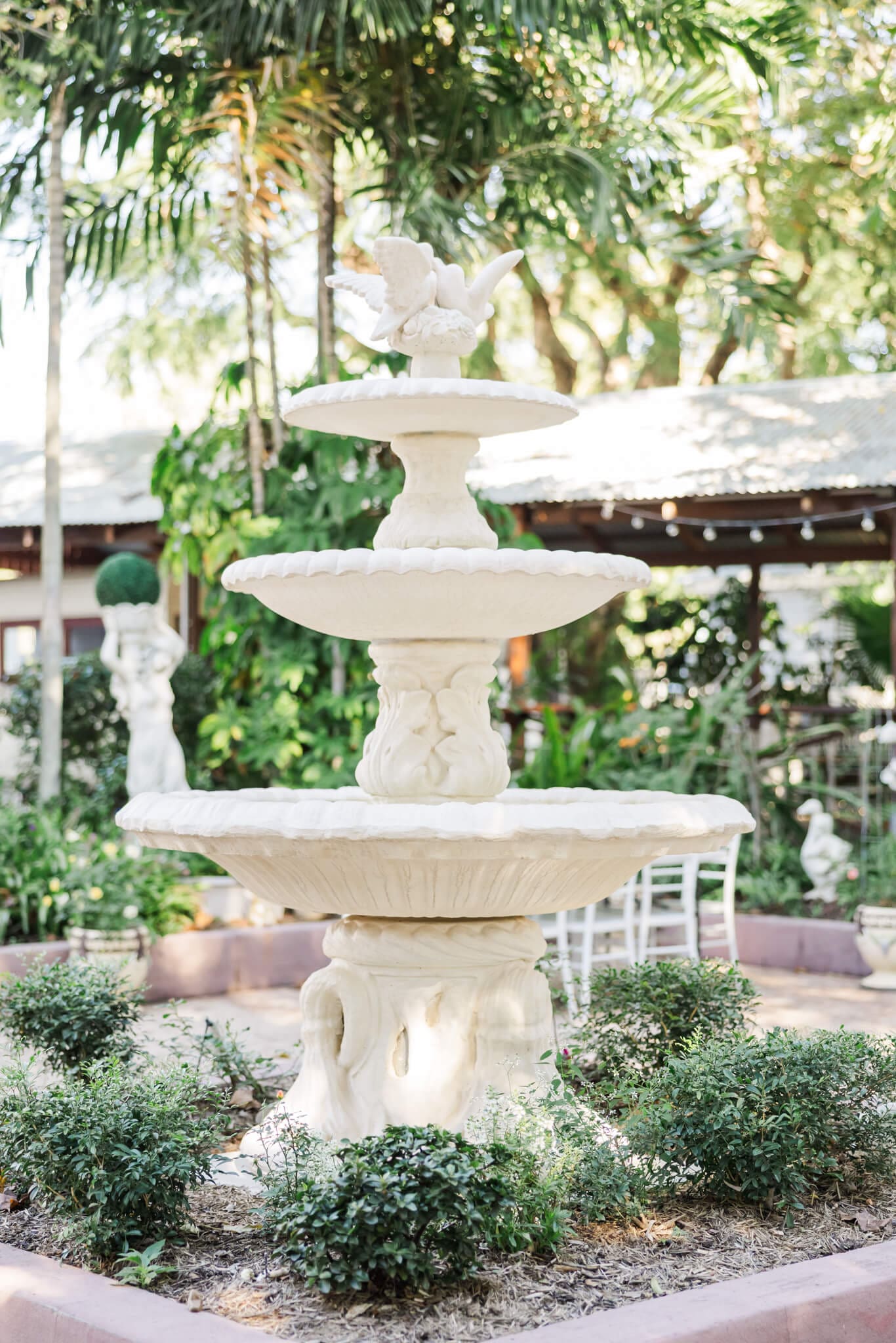 The stunning iconic fountain at St Aubins Village within the court yard.