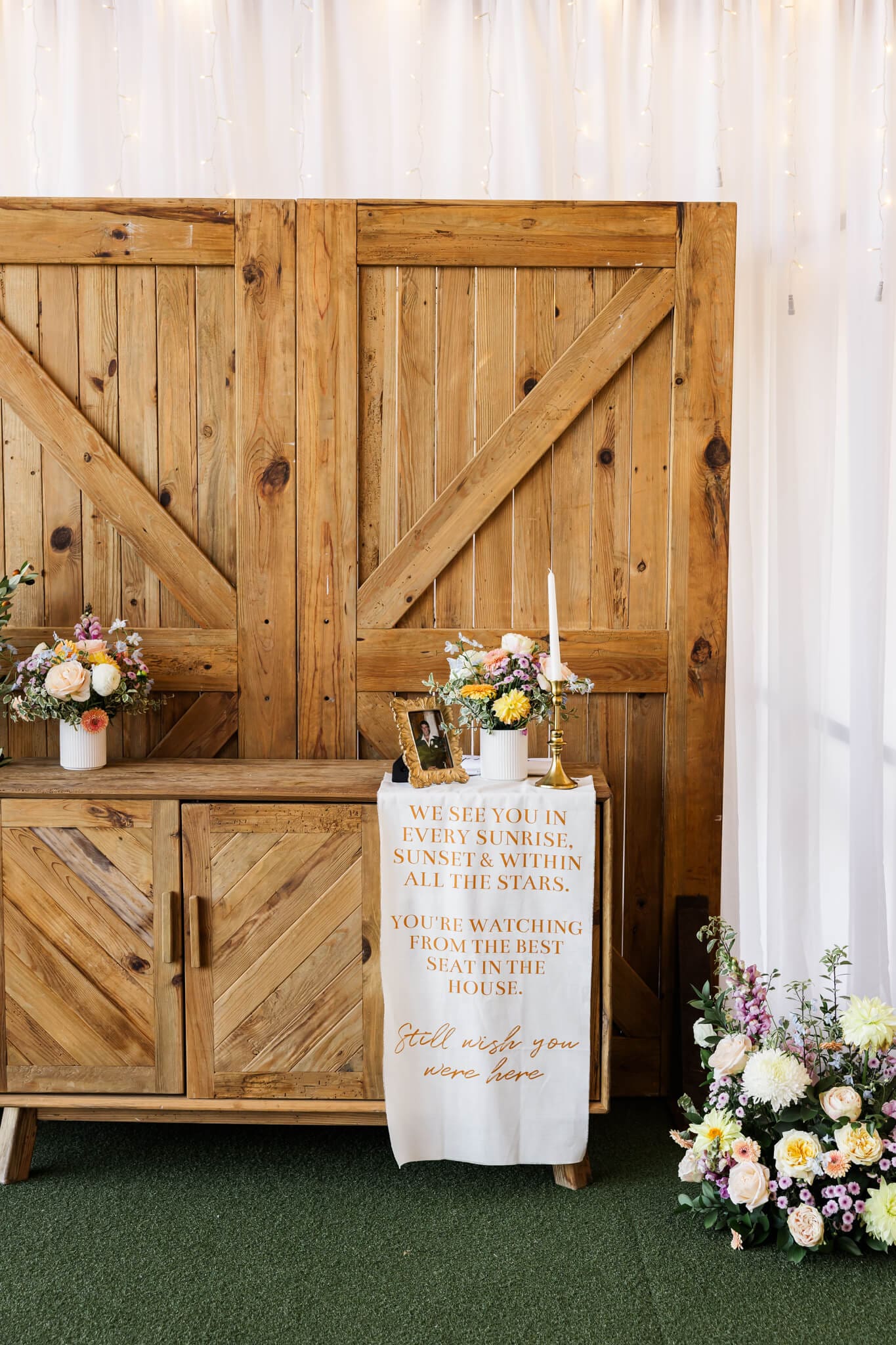Capturing the wedding reception area in the style of editorial wedding photography style.