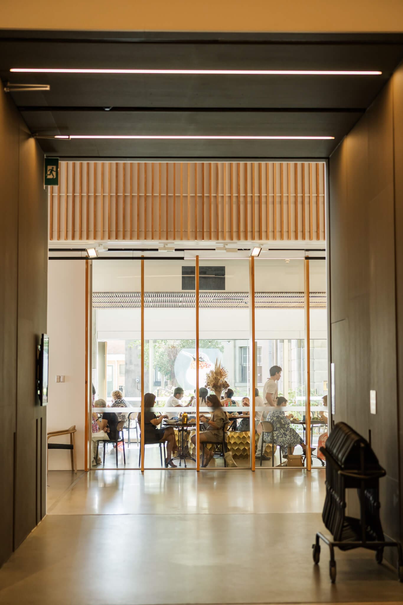 View of the busy cafe area at the Rockhampton Art Gallery.