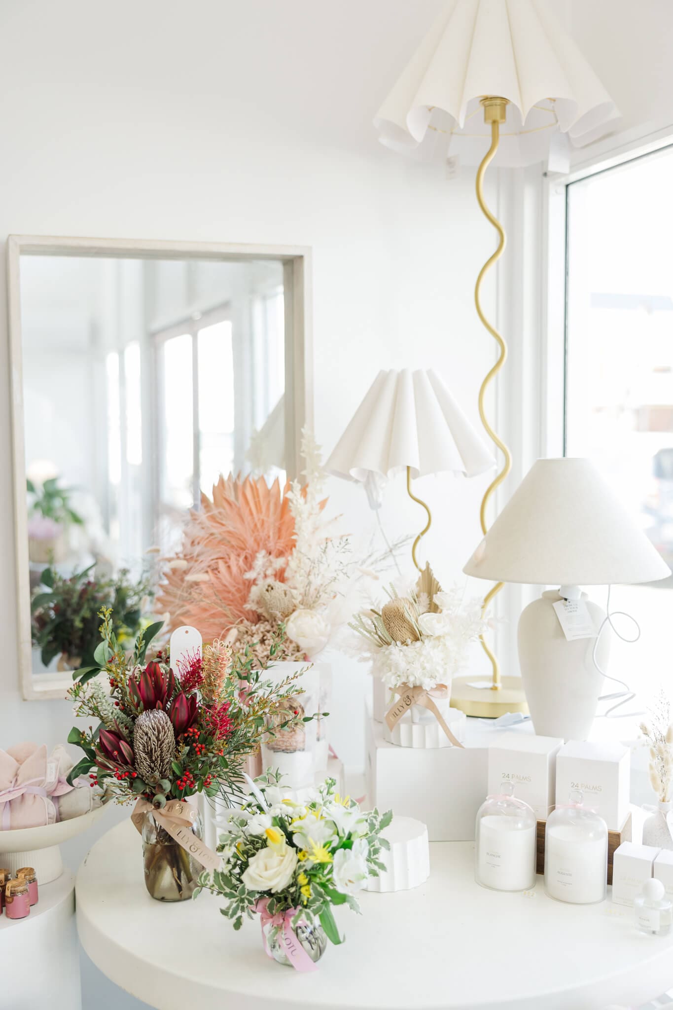 Decor on display at a wedding hire Rockhampton store.