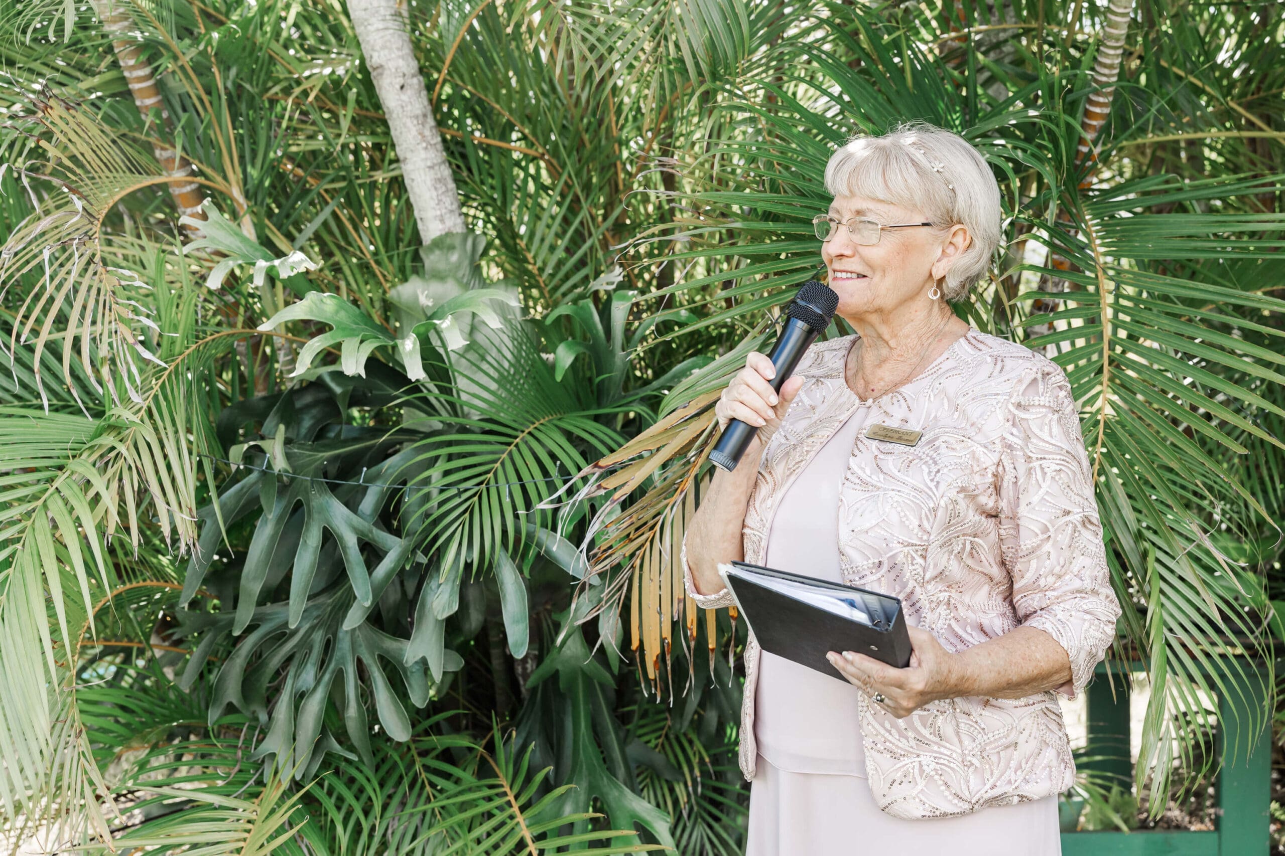 Carolynn Farmer, a Central Queensland marriage celebrant prepares for a wedding ceremony.