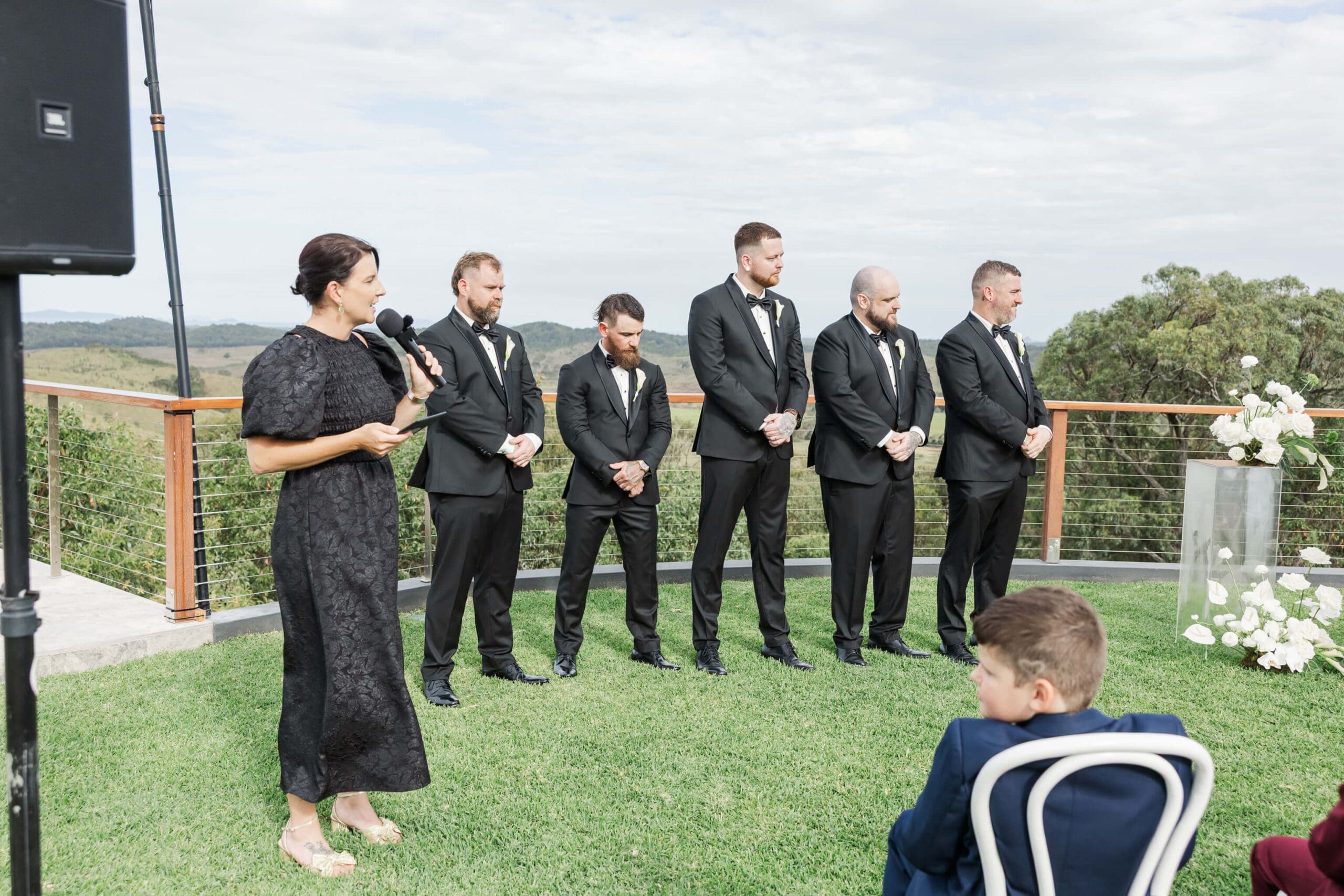 A beautiful wedding ceremony officiated by Krystal Feather at a luxury Yeppoon wedding venue.