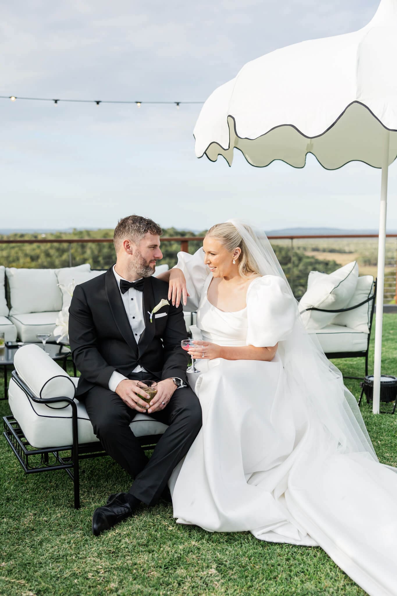 Bride and Groom share a tender look on their wedding day, at a Yeppoon vendor.