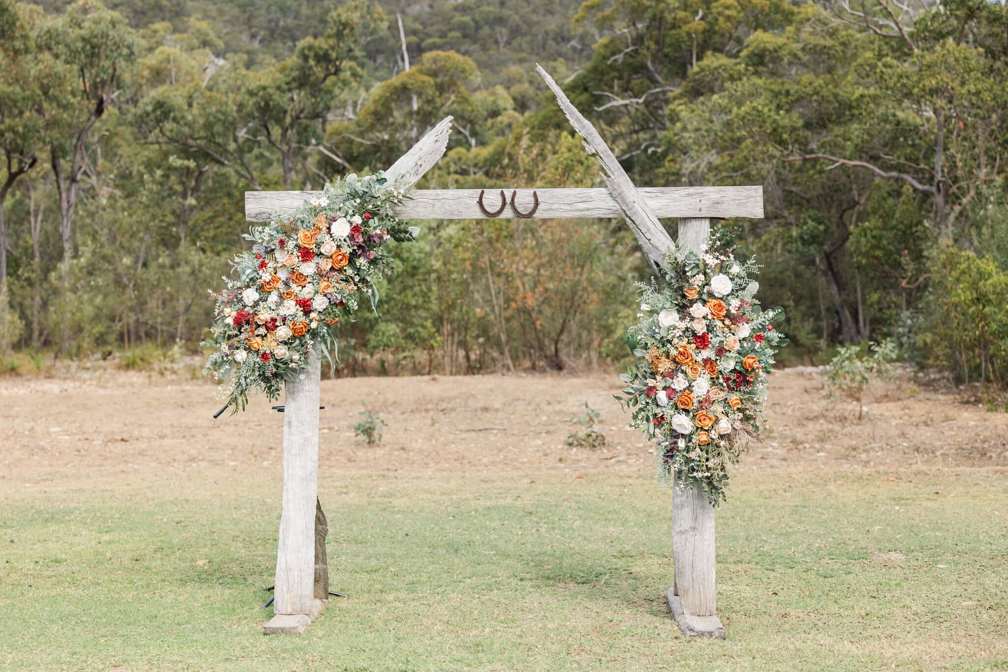 Ceremony set up at The Barn at the Mountain, a wedding venue near Yeppoon.