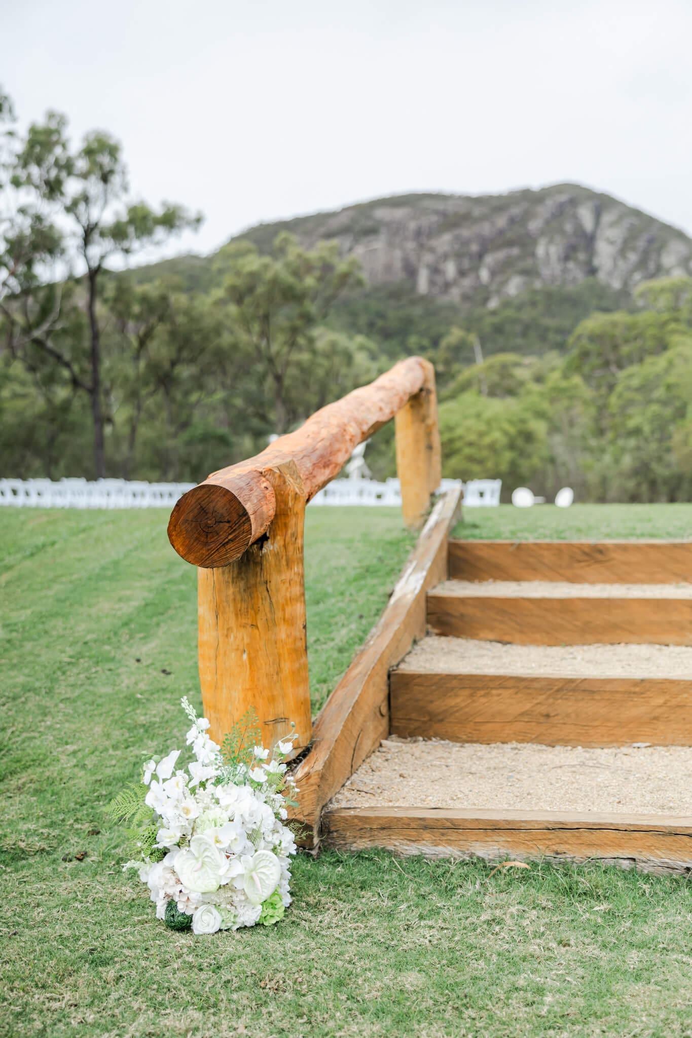 Ceremony set up at The Barn at the Mountain, a wedding venue near Yeppoon.