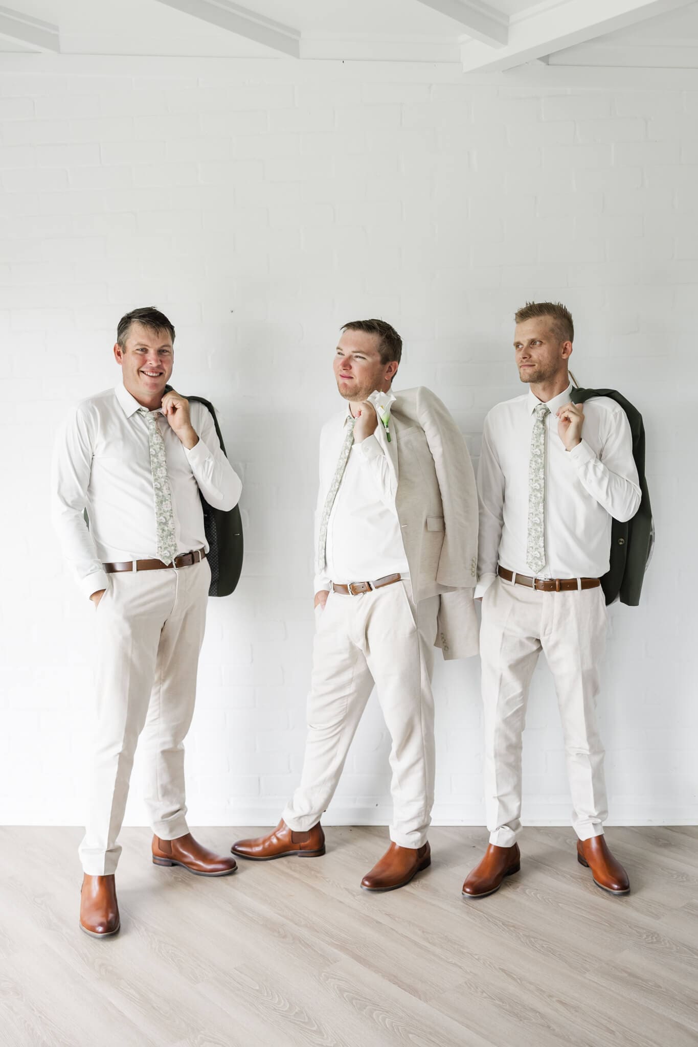 Portrait of the groom and bestmen at The Haven Yeppoon, a wedding venue near Emu Park.