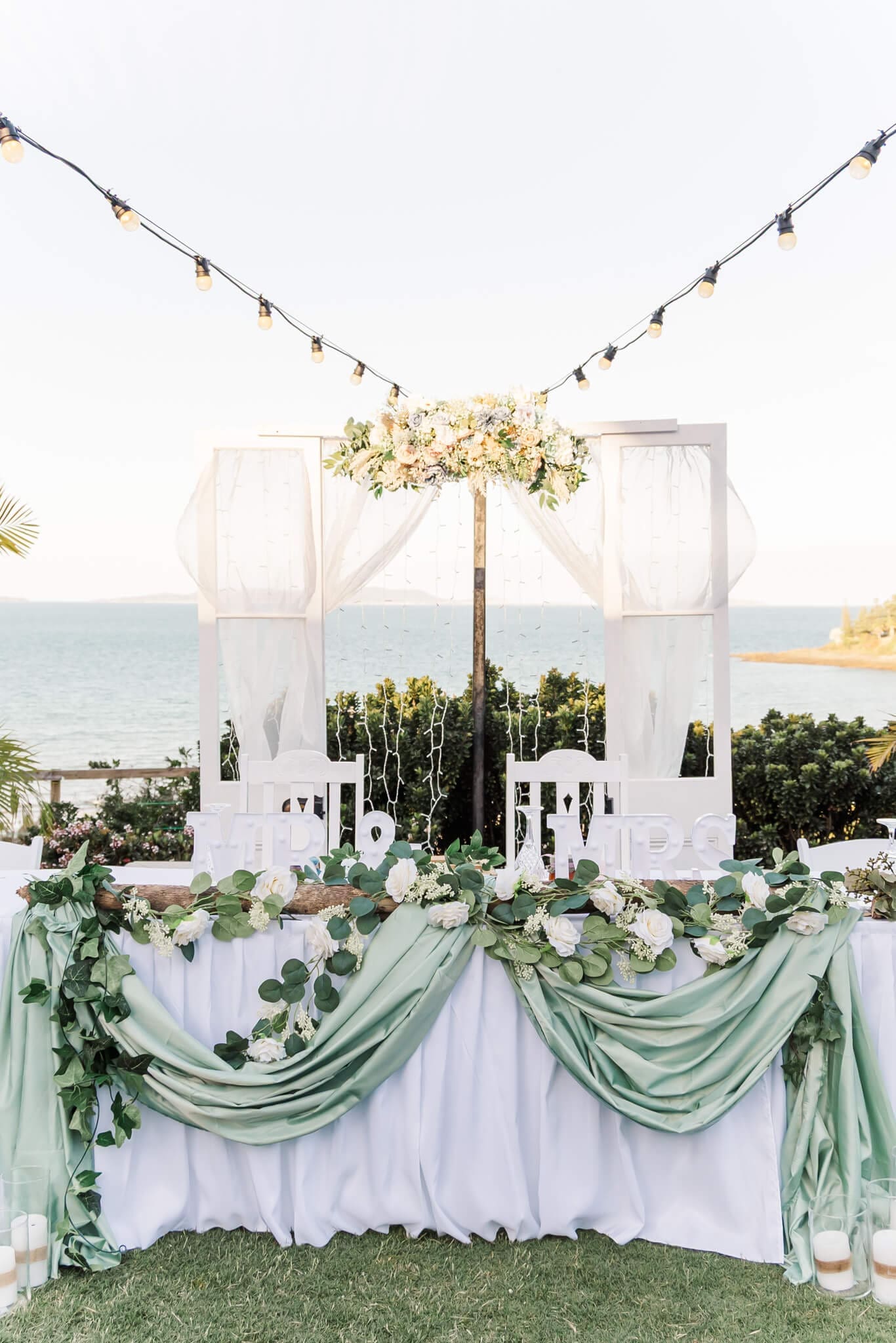 Reception set up outdoors at The Haven Yeppoon, a wedding venue near Emu Park.